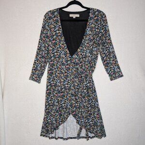 Loft Floral 3/4 Length Sleeve Wrap Dress Size S